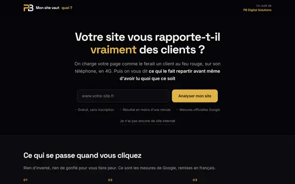Page d'accueil du site diagnostic.pbdigitalsolutions.fr