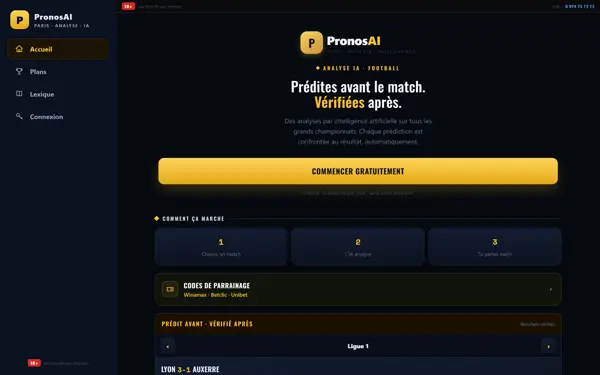 Page d'accueil du site pronosai.com