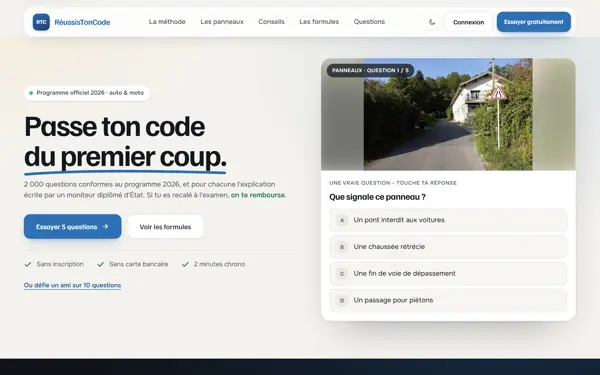 Page d'accueil du site reussistoncode.fr