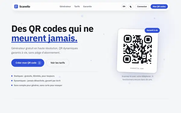 Page d'accueil du site scanello.com