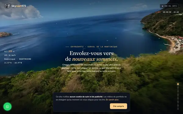 Page d'accueil du site skyrush972.fr