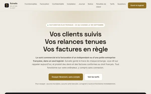 Page d'accueil du site suivalis.fr